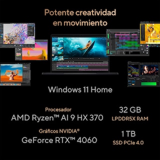 Foto 2 | Foto 2 | Laptop ASUS ProArt PX13 13.3¨3K OLED Windows 11 AMD Ryzen AI 9 HX 370 RTX 4060 32GB 1TB SSD Negra