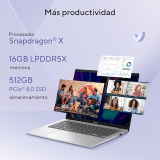 Foto 3 | Foto 3 | Laptop Asus Vivobook 14 Snapdragon X X1 26 100 16gb 14'' Wuxga Plata