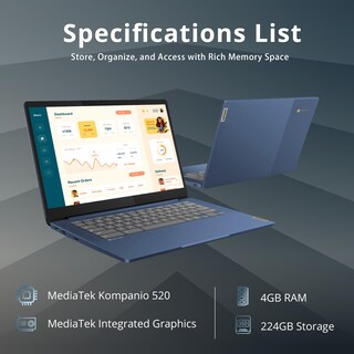 Foto 3 | Foto 3 | Ordenador Portátil Lenovo Ideapad Slim 3 Chromebook 14'' 4gb 224gb Azul - Venta Internacional.