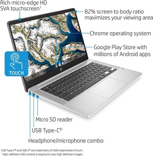 Foto 2 | Foto 2 | Computadora Portátil Hp Chromebook Con Pantalla Táctil Hd De 14 Pulgadas, 4 Gb De Ram, 32 Gb - Venta Internacional.