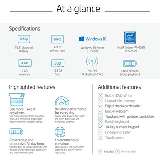 Foto 6 | Foto 6 | Ordenador Portátil Hp 15.6 Fhd Celeron N4020 4 Gb Ram 128 Gb Ssd Win10 - Venta Internacional.