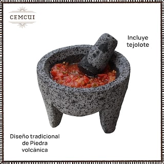 Foto 3 | Foto 3 | Molcajete Tradicional de Piedra Volcánica (16 cm de diámetro) + Tejolote CEMCUI