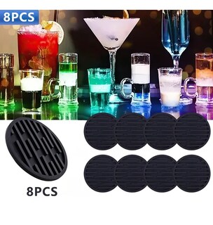 Foto 2 | Foto 2 | 8 Xtellar Portavasos Para Mesa De Silicona Posavasos Negros Grandes