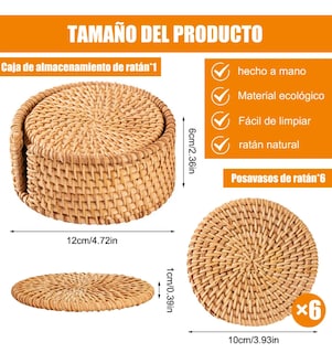 Foto 2 | Foto 2 | Pack De 6 Portavasos Xtellar Estilo Bohemio, Artesanales Y Ecoamigables, Resistentes A Altas Temperaturas