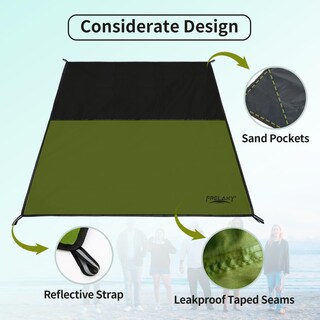 Foto 3 | Foto 3 | Manta De Pícnic Con Bolsillo Frelaxy, Impermeable, Playa, Verde Militar - Venta Internacional.