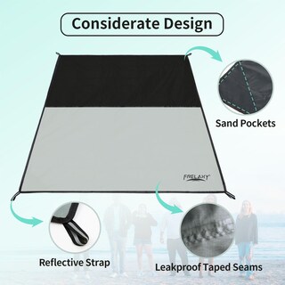 Foto 3 | Foto 3 | Manta De Pícnic Con Bolsillo Frelaxy, Impermeable, Color Gris, 145 X 180 Cm - Venta Internacional.