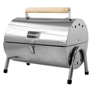 Foto 1 | Foto 1 | Asador Carbón Portátil Tipo Barril Cromado 2 Parrillas 42 x 35 Plata