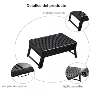 Foto 3 | Foto 3 | Parrilla Plegable Asador De Carbón Portátil Jardín Camping Color Negro