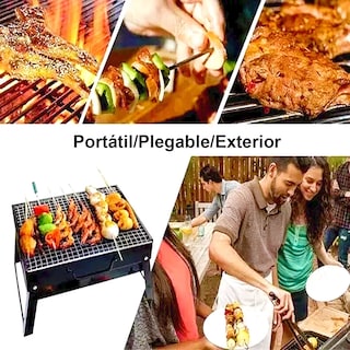 Foto 8 | Foto 8 | Parrilla Plegable Asador De Carbón Portátil Jardín Camping Color Negro
