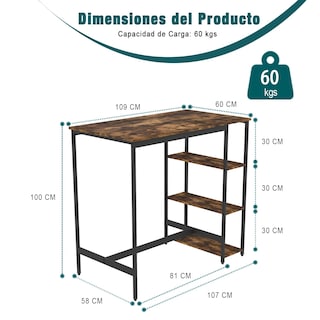 Foto 3 | Foto 3 | Mesa Multiusos Furniturer Filgen Marrón 109 X 60 X 100 Cm