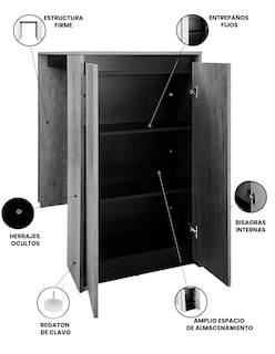 Foto 2 | Foto 2 | Barra Desayunadora Para Cocina  Mesa Alta Rectangular  120cm De Altura  Con Puertas Dobles