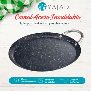 Foto 6 | Foto 6 | Comal Acero Inoxidable Recubrimiento Antiadherente Marmol 29cm Yajad Hogar