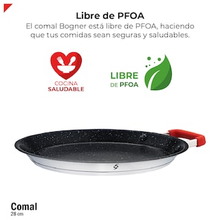 Foto 7 | Foto 7 | Comal Bogner 28 cm de Acero Inoxidable Antiadherente Asa Silicón Bpp28