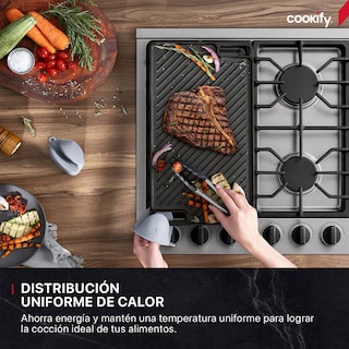 Foto 2 | Foto 2 | Plancha De Hierro Fundido Cookify Parrilla Grill Comal Reversible Con Miniguantes De Silicona