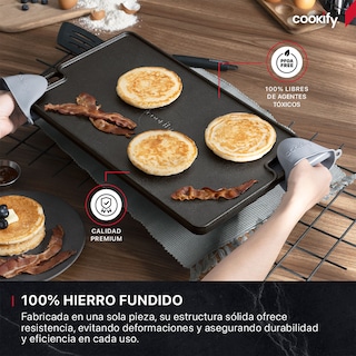 Foto 4 | Foto 4 | Plancha De Hierro Fundido Cookify Parrilla Grill Comal Reversible Con Miniguantes De Silicona