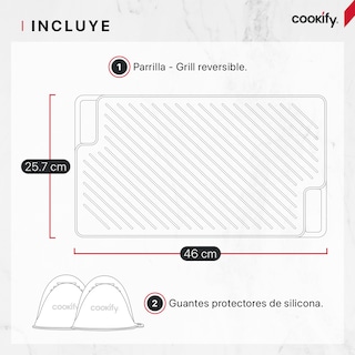 Foto 6 | Foto 6 | Plancha De Hierro Fundido Cookify Parrilla Grill Comal Reversible Con Miniguantes De Silicona