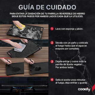 Foto 8 | Foto 8 | Plancha De Hierro Fundido Cookify Parrilla Grill Comal Reversible Con Miniguantes De Silicona