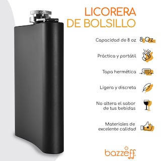 Foto 2 | Foto 2 | Anforita Licorera de Acero Inoxidable Negra Bazzef