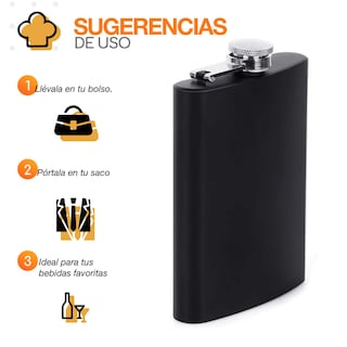 Foto 5 | Foto 5 | Anforita Licorera de Acero Inoxidable Negra Bazzef
