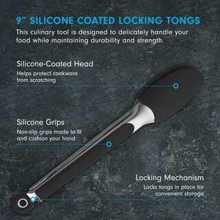 Foto 2 | Foto 2 | Pinzas De Bloqueo Messermeister Con Revestimiento De Silicona  23 Cm  Color Negro - Venta Internacional.