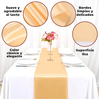 Foto 7 | Foto 7 | Camino De Mesa De Satén Decoración Para Cenas Y Fiestas