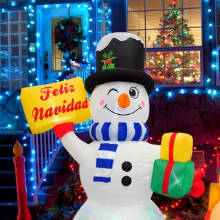 Foto 7 | Foto 7 | Inflable Navideño con Luz Led Muñeco de Nieve con Letrero Feliz Navidad 1.80 mts
