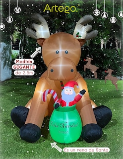 Foto 2 | Foto 2 | Inflable de Navidad ARTEGO Venado Reno De Santa Gigante De 2.5 Metros