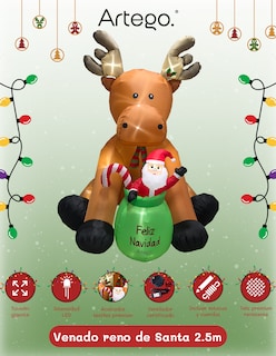 Foto 3 | Foto 3 | Inflable de Navidad ARTEGO Venado Reno De Santa Gigante De 2.5 Metros