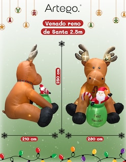 Foto 4 | Foto 4 | Inflable de Navidad ARTEGO Venado Reno De Santa Gigante De 2.5 Metros