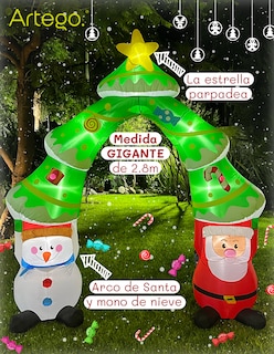 Foto 2 | Foto 2 | Inflable De Árbol De Navidad Arco De Santa Claus Y Mono De Nieve Snowman Con Luces Led De 2.8m Artego Para Puerta Acceso