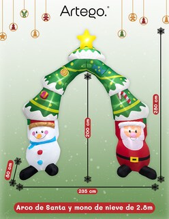 Foto 4 | Foto 4 | Inflable De Árbol De Navidad Arco De Santa Claus Y Mono De Nieve Snowman Con Luces Led De 2.8m Artego Para Puerta Acceso