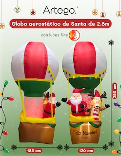 Foto 4 | Foto 4 | Inflable De Navidad Artego Globo Aerostático De Santa Y Reno