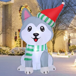 Foto 1 | Foto 1 | Inflable Navideño Goosh Perro Husky 1.5 M Con Gorro De Papá Noel Y Led - Venta Internacional
