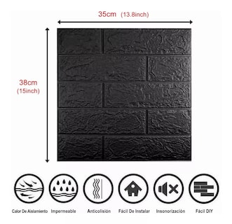Foto 2 | Foto 2 | Papel Tapiz BELUG color Negro Patrón de Ladrillo Pared 3D 10 Piezas