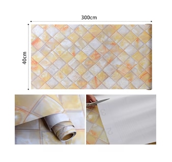 Foto 2 | Foto 2 | Papel Tapiz Belug color Amarillo Vinil Adhesivo - Diseño Mármol para Cocina 3 m x 40 cm