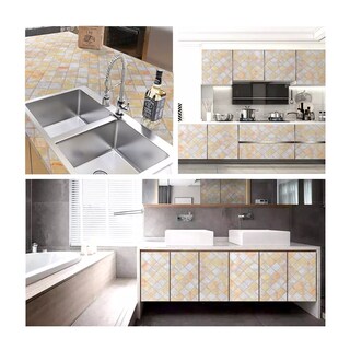 Foto 4 | Foto 4 | Papel Tapiz Belug color Amarillo Vinil Adhesivo - Diseño Mármol para Cocina 3 m x 40 cm
