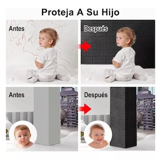 Foto 3 | Foto 3 | Set  Pegatina De Pared  Patrón De Ladrillo3d Textura Papel Tapiz Eo Safe Imports Esi-9252 Negro