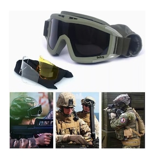 Foto 2 | Foto 2 | Goggle Militar Táctico Lentes Gotcha Policía Careta Gafas Belug Negro Con Verde Olivo