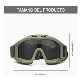 Foto 3 | Foto 3 | Goggle Militar Táctico Lentes Gotcha Policía Careta Gafas Belug Negro Con Verde Olivo