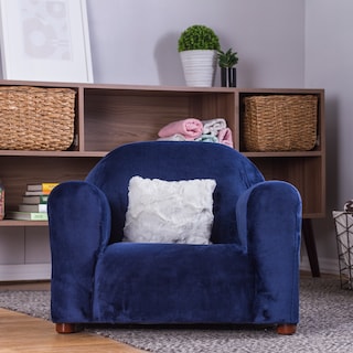 Foto 3 | Foto 3 | Sofa Azul Infantil, Tapizado En Microsuede, Gratis 1 Almohada Khaki De Peluche