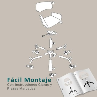 Foto 5 | Foto 5 | Silla De Oficina Furniturer Ross Beige 56.5 X 66 X 74.5 - 84.5 Cm