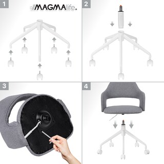 Foto 7 | Foto 7 | Magma Life Silla De Escritorio Vega: Silla Elegante Y Minimalista Con Altura Ajustable  Ruedas Silenciosas (gris)