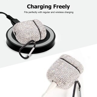 Foto 3 | Foto 3 | Funda Para Airpods Axcuws Sparkly Diamond Con Llavero, Color Blanco - Venta Internacional.