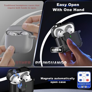 Foto 2 | Foto 2 | Funda para Airpods de Cuarta Generación Rfunguango 2024 Con Magsafe Black - Venta Internacional