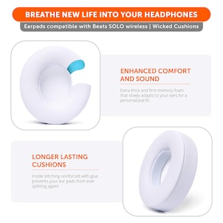 Foto 3 | Foto 3 | Almohadillas De Repuesto Wicked Cushions Para Beats Solo 3 Color Blanco - Venta Internacional.