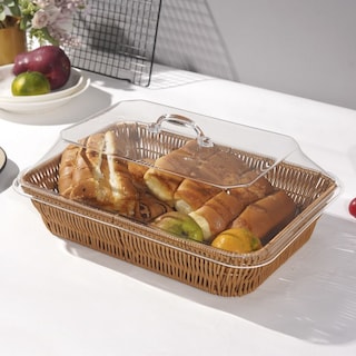 Foto 5 | Foto 5 | Cesta Tejida Para Servir Pan Vegetal Con Tapa Acrílica - Venta Internacional.