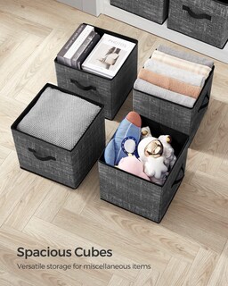 Foto 7 | Foto 7 | Juego de 6 Cubos de Almacenamiento Songmics Classic Negro 33 x 33 cm