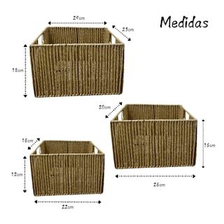 Foto 3 | Foto 3 | Set 3 Cestas Organizadoras Tejida Beige Fibras Natural Decorativas