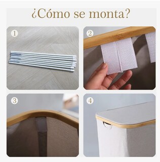 Foto 5 | Foto 5 | Cesta de Ropa con Tapa y 3 Bolsas Grandes Plegables 160l