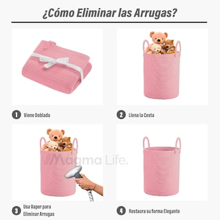 Foto 3 | Foto 3 | Magma Life Cesta De Lavandería De Cuerda De Algodón, Plegable Y Duradera, Con Dos Asas Resistentes (color Rosa Claro)